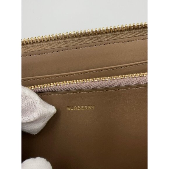 Burberry Large Check Zip Around Leather Canvas Wallet Grey Mink 8084517 - Picture 6 of 8